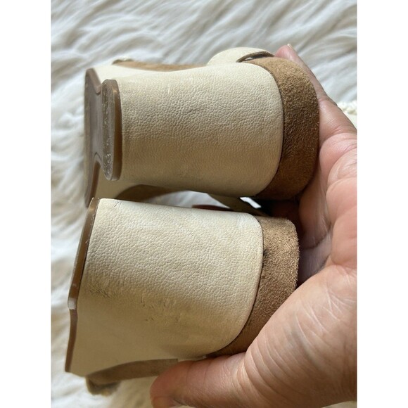 Lucky Brand Women’s Size 10 Kierlo Ankle Strap Wedge Sandals Ivory Knit Leather - Picture 9 of 9